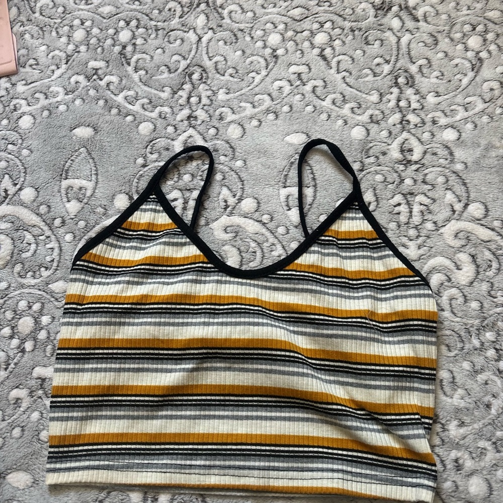 SHEIN Multicolor Striped Ribbed Crop Top